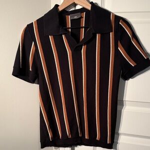 H&M Men's Polo with Black and Brown Stripes